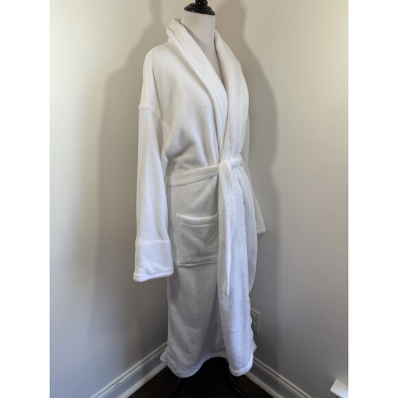 Boca Terry White Robe One Size Plush Spa Club Unisex Soft Cotton Blend with Tie - Picture 2 of 12